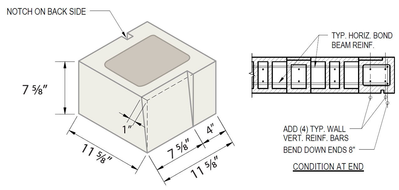 block drawing with dimensions
